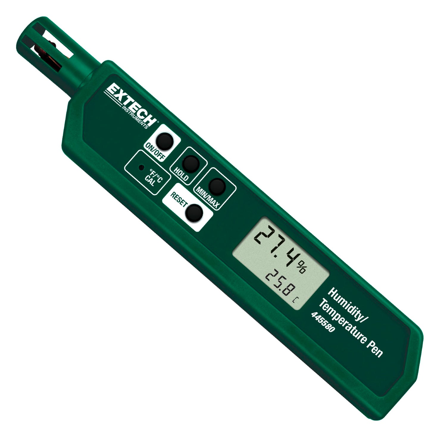 Extech 445580 Humidity and Temperature Pen with Fast Response Sensor, Min/Max Memory, Dual LCD, Pocket-Sized Hygrometer for HVAC, Labs, Storage Rooms, Indoor Air Monitoring