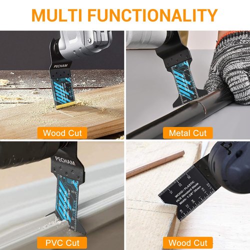 PECHAM Oscillating Tool Blade, 34PCS Universal Wood Metal Oscillating Multitool Quick Release Saw Blades Fit Porter Cable Black & Decker Rockwell Ridgid Ryobi Milwaukee DeWalt Chicago Craftsman