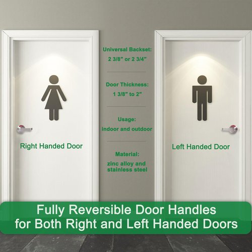 Euvovito Brushed Nickel Commercial Door Handle, ANSi Grade2, Vacant Occupied Bathroom Door Handle Lock, Commercial Privacy Lever Door Handles with Occupancy Indicator