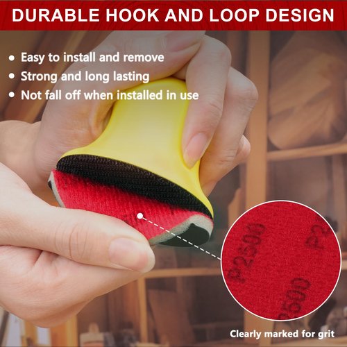 Shineboc 20Pcs 3 Inch Hook and Loop Sanding Sponge Disc with Buffer Backing 180-3000 Grit Wet Dry Sanding Sheets Reusable Hand Sander Sandpaper - Curved Surface Sanding Pads for Automotive Wood Metal