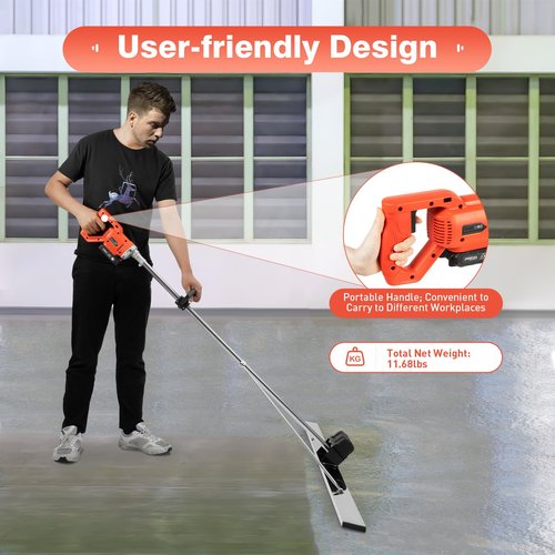 Cordless Electric Screed Cement Finishing Vibrating Machine, Power Concrete Screed Vibratory Kit Concrete Finishing Tool with 5ft Board, 21V Battery Powered Concrete Surface Leveling Tamper Ruler