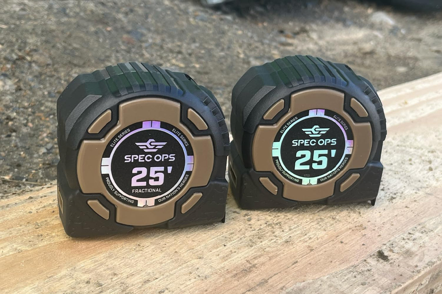 Spec Ops Tools Elite Series Tape Measure for Measuring & Layout, 1 1/4" Double-Sided Blade, Heavy Duty Military-Grade Composite Case, 25 Foot Non-Magnetic