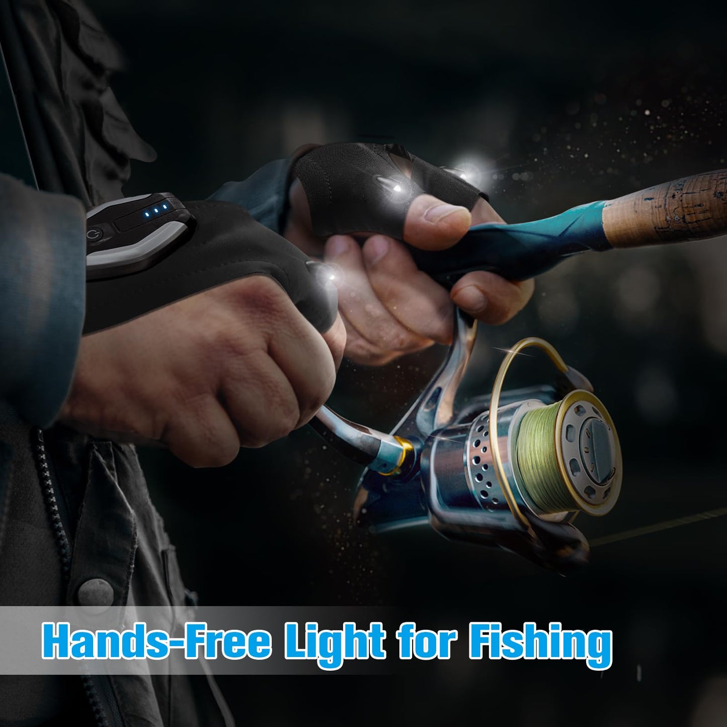 Gifts for Men, LED Flashlight Gloves, Anniversary Birthday Gifts for Men Dad Husband Him Boyfriend Husband, Camping Essentials Cool Gadgets Tools for Fishing Repairing
