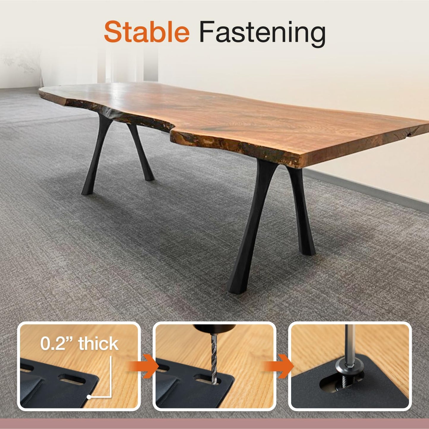 Flowyline 28" H 414 Hatty Handcrafted Black Metal Table Legs and Bases for Dining Tables | Steel Desk Legs | Rust-Resistant, Adjustable Furniture Legs for Bench DIY Mid-Century Modern Indoor/Outdoor