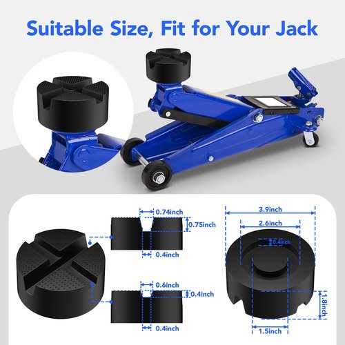 Suewort Upgraded Pinch Weld Jack Pad, Two Depths X-Grooves Floor Jack, Easily Fit Different Cars, Thicker Sturdy and Grippy Rubber Pad to Protect You and Your Car, 3.9 x 3.9 x 1.8 in