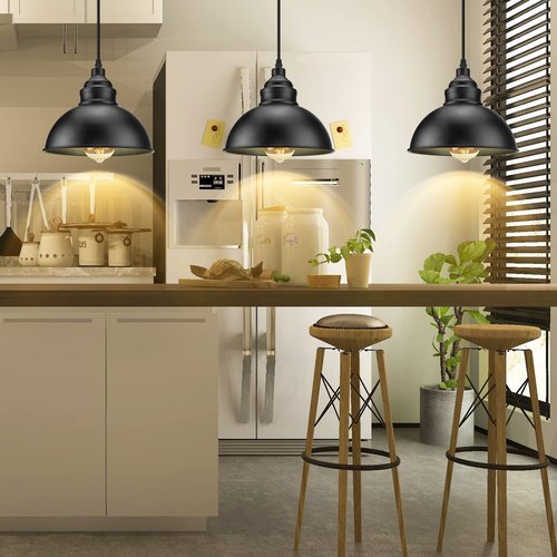 SoodMi Plug in Pendant Light, 15FT Hanging Lights with Plug in Cord, On/Off Switch, Industrial Pendant Light with Plug in Cord, Metal Hanging Lamps for Living Room, Kitchen, Dining Room, Bedroom