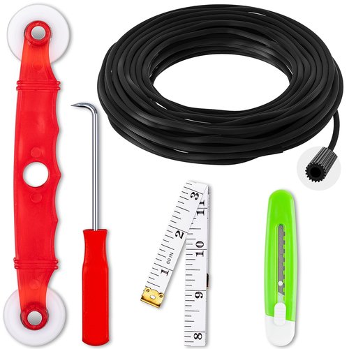 MEQHUO Window Screen Repair Kit, Screen Door Repair Kit, 0.125"X100' Screen Spline for Window Screen, 5 in 1 Screen Replacement Kit, Screen Roller Tool Round Retainer Spline Removal Hook Ruler Cutter