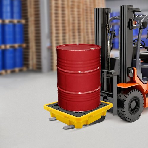 Spill Containment Platform, 1 Drum Spill Containment Pallet with Drain, 2,200 lbs Load Capacity Modular Platform Containment Tray (26.4 x 26.4 x 6 Inches)