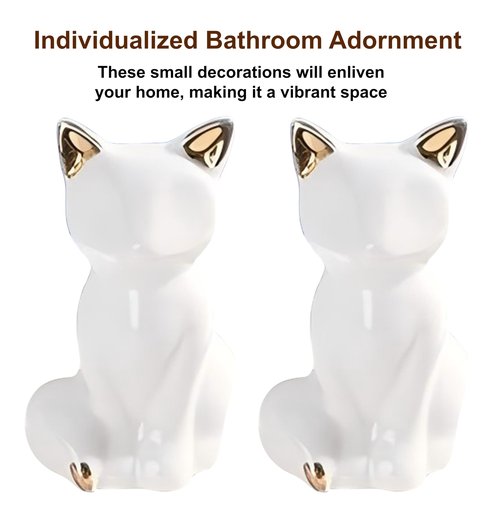 2Pcs Toilet Bolt Covers, Ceramic Toilet Bowl Bolt Covers, Toilet Bolt Caps Decorative to Prevent Rusting, White Ceramic Fox-Cat Shaped, Animal-Themed Bathroom Accessories