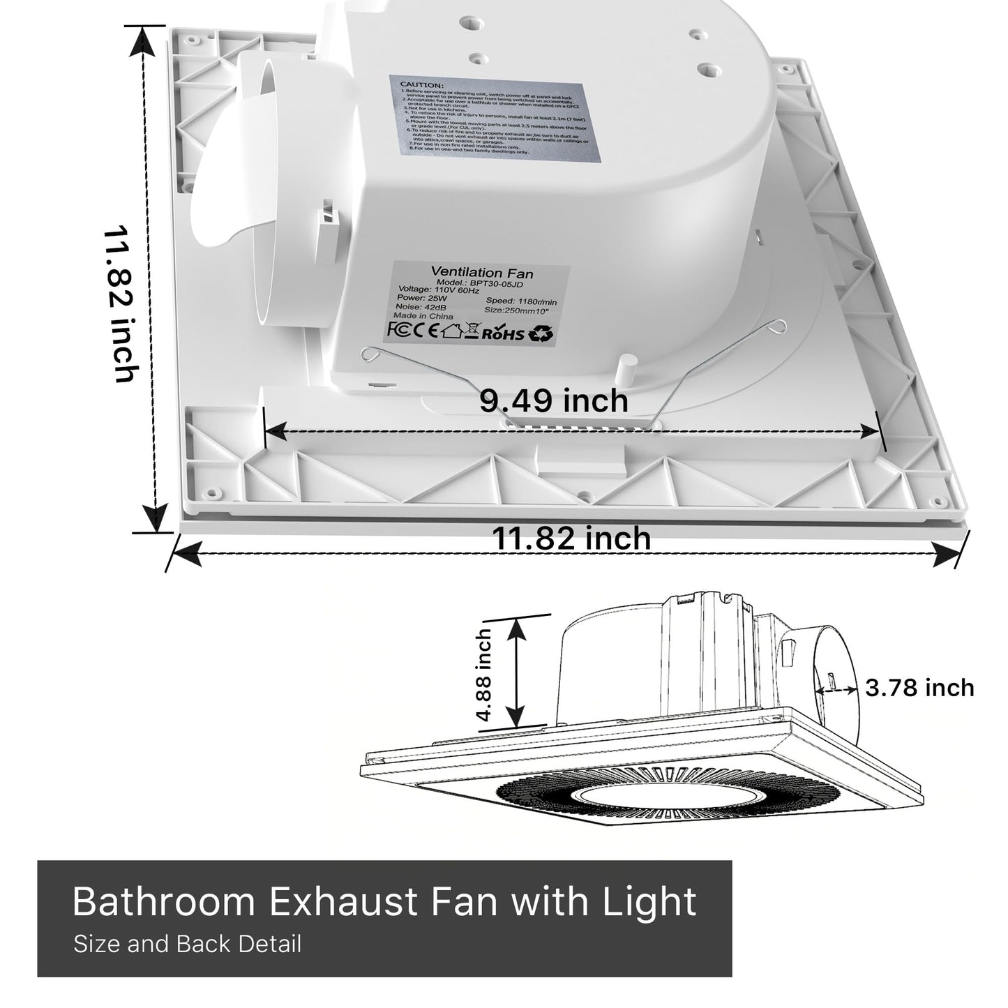 FWASTT Bathroom Exhaust Fan with Light 165CFM Shower Bathroom Vent Fan with 11.8IN 15w Led Light Combo Quiet 1.2 Sones Bath Ceiling vent with Adjustable Led Light 3000k/4000k/6500k For Home Bath