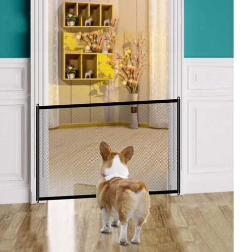 Levemolo Portable Folding Dog Mesh Gate No-Drill PET Isolation Fence Easy Setup Dog Barrier for Indoor Use Sturdy Nylon Adjustable Size PET Safety Gate