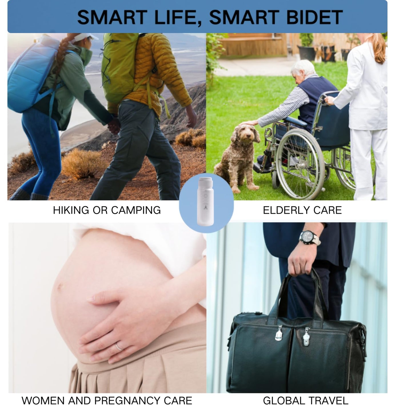 Portable Bidet for Travel，Home & Postpartum Care-320ml Large Capacity, USB Rechargeable, 3 Modes Handheld Sprayer for Men &Women Personal Hygiene (Upgraded)