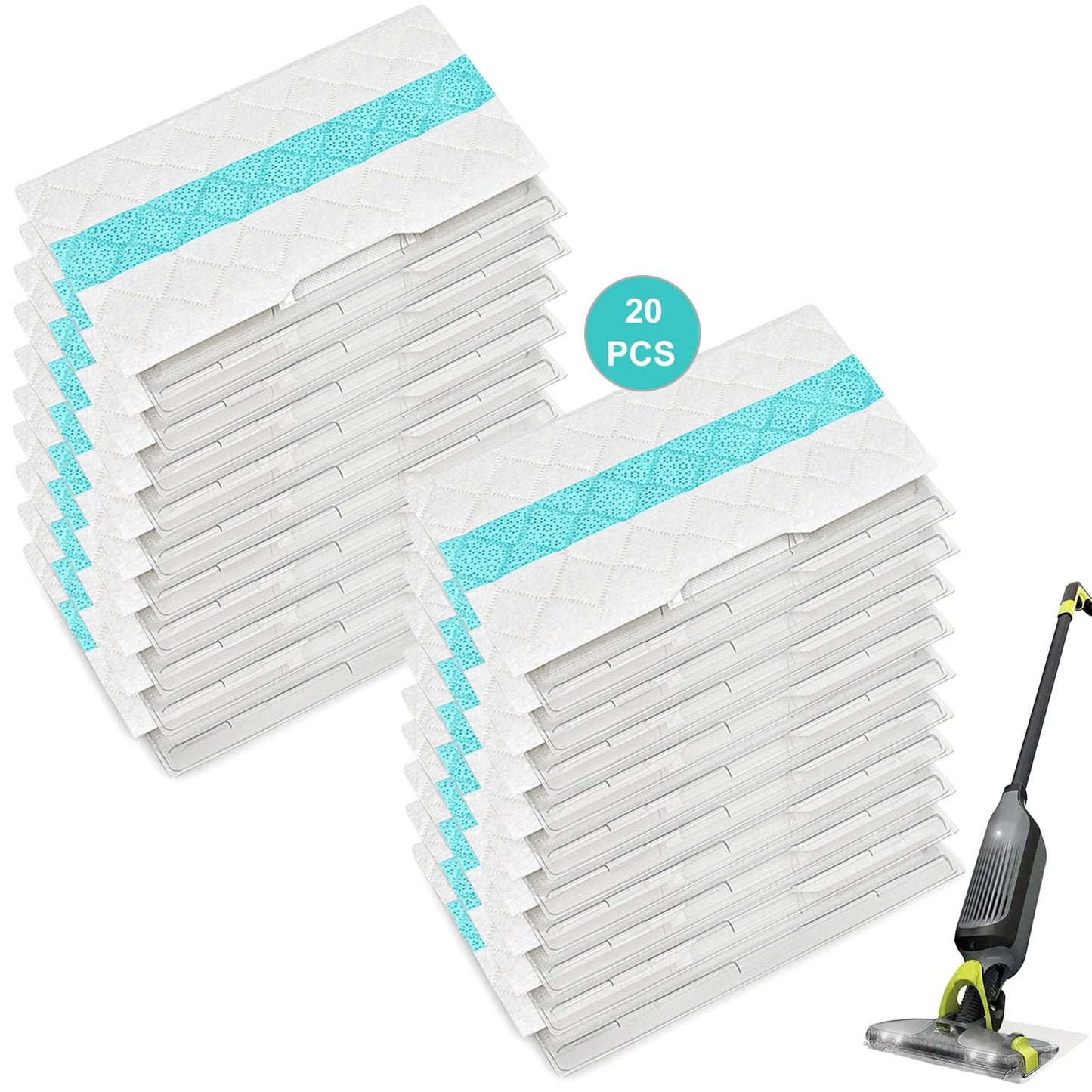 20-Pack Disposable Absorbent mop Replacement Pads Compatible with VM252 VM251 VM250 VM200 VC205 QM250 Models, Essential Replacement Accessories for Household Vacuum mops