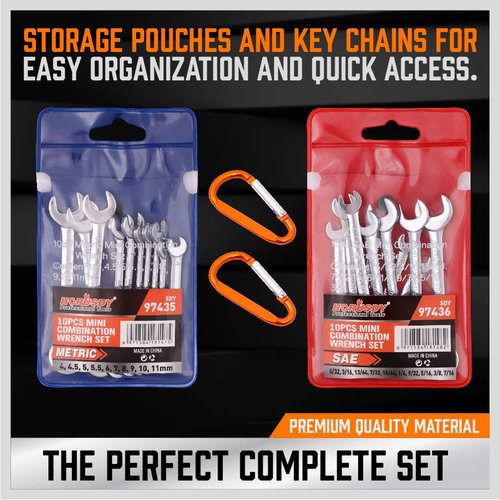 HORUSDY 20-Piece Mini Wrench Set, Metric & SAE Combination Wrench Set