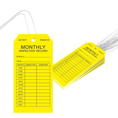 Monthly Inspection Tags (100-Pack), PVC-Plastic Tear & Water Resistant ...
