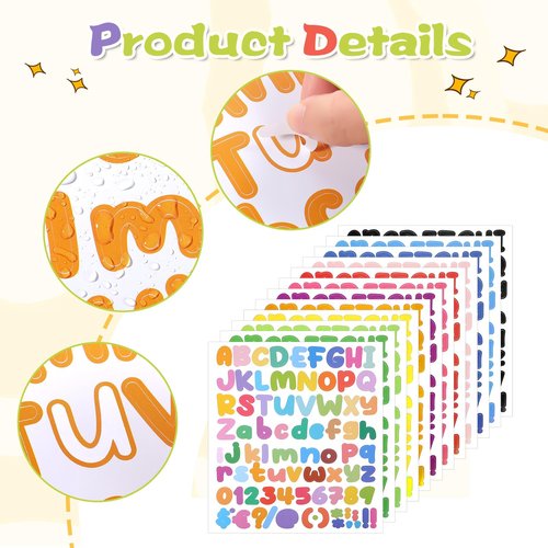 Letter Stickers, Self Adhesive Vinyl Alphabet Number Sticker Small Alphabet Stickers 972 Pieces 12 Sheet Set 1 Inch Colorful Number Waterproof Sticker for Water Bottles Mailbox Scrapbooking