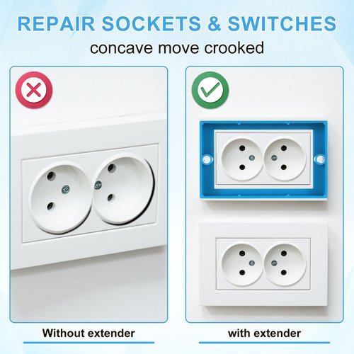 NQEUEPN 6pcs 1/2"" Single Gang Receptacle Outlet Box Extenders, Electric Outlet Extender Box with 12 Screws Receptacle Extender for Electric Box and Electric Outlet Switches (Blue), M
