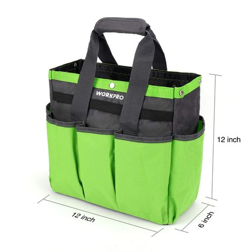 WORKPRO Garden Tool Bag, 8 Pockets Gardening Bag, Heavy Duty Oxford Garden Tote Caddy (Tools NOT Included), 12" x 12" x 6"