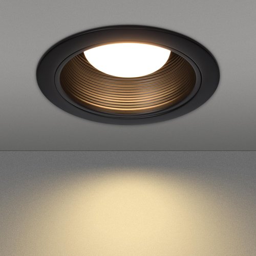 TORCHSTAR 6 Inch Recessed Light Black Baffle Trim with Detachable Ring, Full Metal, Ceiling Can Light Trim for 6 Inch Can, Fit Halo/Juno Remodel Recessed Housing, Pack of 6