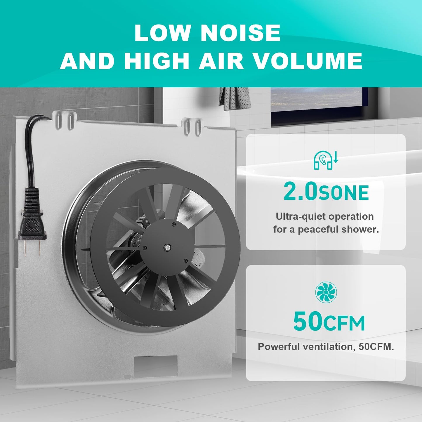 【Upgrade】 C350BN B Unit 50CFM Fan, Compatible with Nutone 696N(695) B Unit, C-350C2/VC-307C2ND B Unit, C-350/370A-A Units Only, VC305C2N, VC305AN, 690-A, 696NC Bathroom Fan, 2.0 Sone,8" x7 1/8"