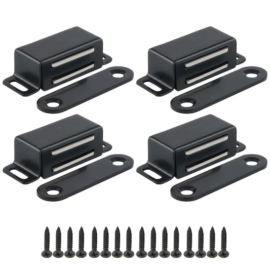 Alise Magnetic Cabinet Door Catch 4Pcs,Cabinet Door Magnets Catches Magnetic Door Closers for Cabinets,Stainless Steel Black Magnetic Cabinet Latch Door Latches for Closet Cupboard Drawer Kitchen