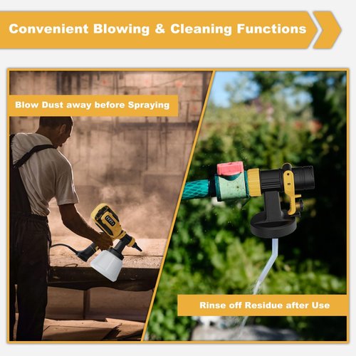 Paint-Sprayer, 700W HVLP Spray Gun with Cleaning & Blowing Joints, 4 Nozzle Sizes & 3 Spray Patterns, Easy to Clean, for Furniture, Cabinets, Decks, Walls, Doors, DIY Projects, etc.