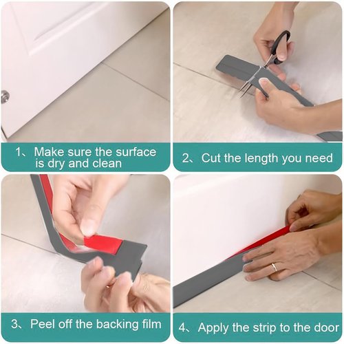 39" L Door Draft Stopper Under Door Draft Blocker Sweep Weather Stripping Noise Stopper Strong Adhesive(Grey)