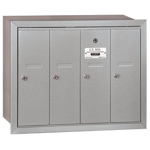 Salsbury Industries 3504ARP Recessed Mounted Vertical Mailbox with Master Commercial Lock, Private Access and 4 Doors, Aluminum