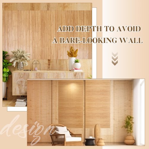 Juexica 2 Pcs Natural Bamboo Wall Panel for Interior Wall 48'' x 96'' Bamboo Covering Renewable Pole Wainscoting Room Divider Decor for Bedroom Living Room Kitchen Island Office (Carbonized)