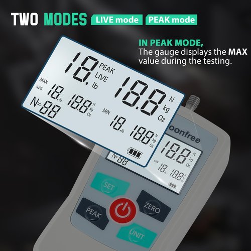 Mxmoonfree 12LB Trigger Pull Gauge Digital Force Gauge, Data Storage for MAX/MIN/AVG Values, Push Pull Meter Scale with Units LB+Oz/N/Kg, Upgrade Version MMF-12LB