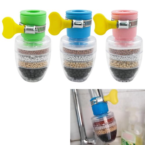 3 Pcs Faucet Water Filter,6 Layer Cartridge Activated Carbon Filters Water Filter Faucet, Water Filter Replacements for Sink Applicable 1/2inch - 3/4inch Faucet