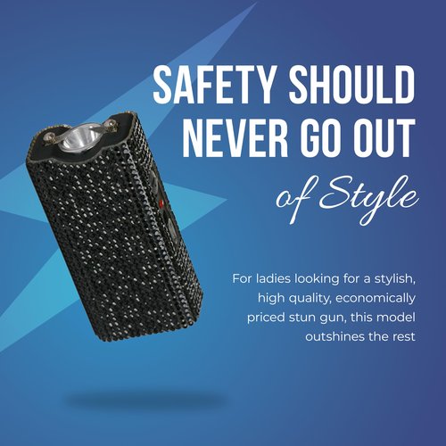 Streetwise Rhinestun Keychain Stun Gun – Compact Rechargeable Stun Gun Flashlight with Rhinestone Grip, Holster, and Keyring for Women’s Self Defense and Personal Protection, Pink