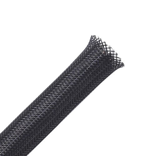 25ft - 3/4 inch PET Expandable Braided Sleeving – Black – Alex Tech Braided Cable Sleeve