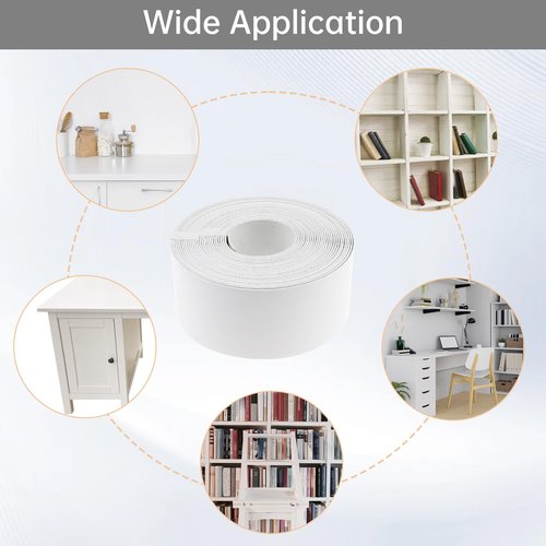 PNXKTXO 2-3/16 inch * 50 Ft PVC Edge Banding Hot Melt Adhesive Pre-Glued Veneer Edging White for Plywood Table 5.5 cm * 15m Cabinet Edges