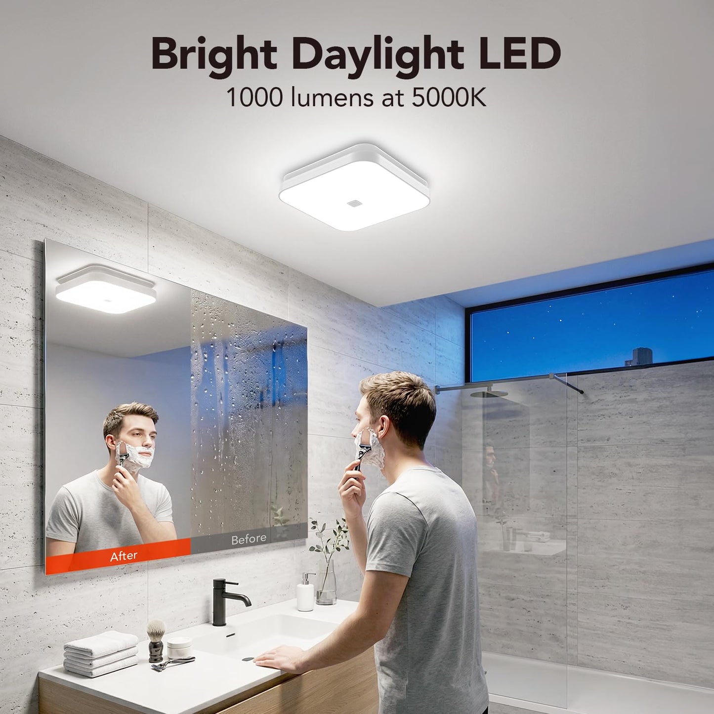 OREiN 2-in-1 Bathroom Exhaust Fan with Light, 110 CFM Shower Vent Fan, 1000LM Bright LED, 5000K, ENERGY STAR, HVI/FCC/ETL, Easy Retrofit Installation (Cut-Out 7.36" x 7.68")