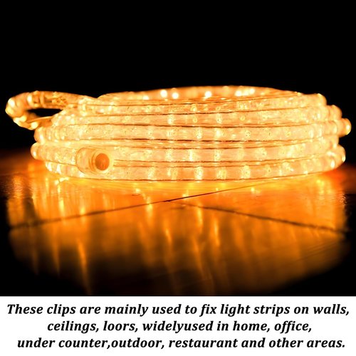 TIESOME 30Pcs LED Strip Mounting Clips Holder Waterproof Rope Light Clips Mounting Bracket Neon Mount Clip Fixing Clamps Holder with Screws for 5mm to 6mm LED Strip Lighting, Translucent