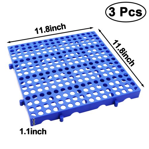 RUENXG 3-Pack Heavy Duty Plastic Pallets 11.8"x11.8"x1.8" Waterproof Ventilated Grid Design – Stackable Nestable Floor Pallets for Basement, Garage & Warehouse Storage