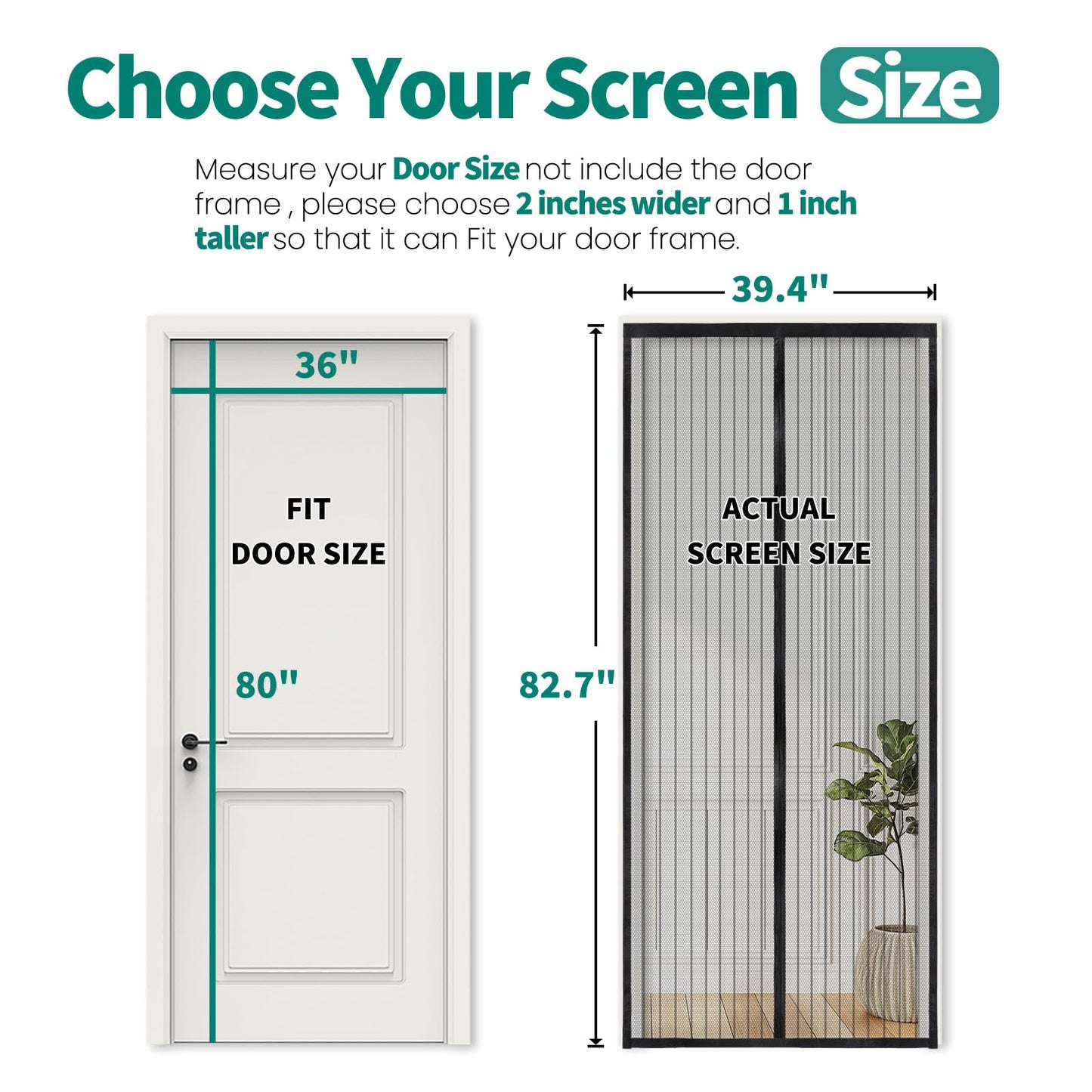 CLOPOMIC Magnetic Screen Door 36x80 Inch, Heavy Duty Door Screen Mesh with Magnetic Closure, Easy Install Hands-Free Screen for Sliding & Front Door, Pet & Kid Friendly, Keep Bugs Out