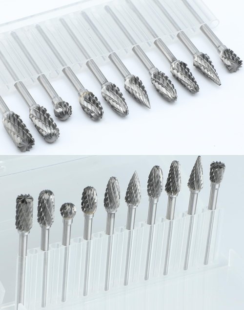 Sworker 10 Pcs Carbide Burr Set 1/8" Shank Compatible with Dremel Bits Rotary Tools Attachment Kit Rasp Drill File Accessories Metal Wood Stone Steel Grinding Carving Cutting Polishing Engraving