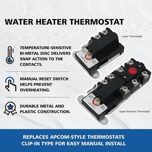EWH-03 Electric Water Heater Tune-Up Kit with Element Wrench, Includes Upper & Lower Heater Thermostat, 2x Heater Elements - 4500W 240V (3500W@208V), 1 x Element Wrench, Water Heater Replacement Parts