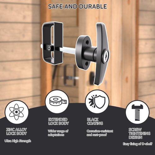 JZVXX Shed Lock, 5-1/2" Steam with 2 Keys, Shed Door Latch, Door Lock Latch, Shed Door Hardware- Black