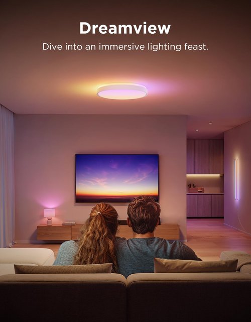 Govee Smart Ceiling Light 4300LM, RGBIC LED Ceiling Light Fixture Works with Matter, Flush Mount Light Fixture, DIY Colors, 2700K-6500K Ceiling Lights for Bedroom, Living Room, 15 Inch, 1 Pack