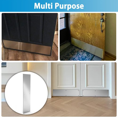 Fixirons 2 Pcs Push Door Plate 16x4 Stainless Steel Door Push Plate Metal Door Plate with Screws Kick Plate for Exterior Door for Door Avoid from Kicking