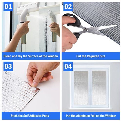 YoleShy Double Reflective Insulation 48 in X 10 FT RV Window Insulation for Summer Heat Reflective Window Film for Roof, Car, Garage Doors