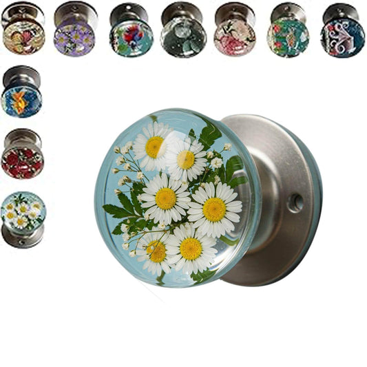 BZUUHV Unique Decorative Door Handle with Retro Round Resin Epoxy Flower Door Knob Retro and epoxy Flower Door knobs adds Charm to Modern and Classic Homes (Color-6)