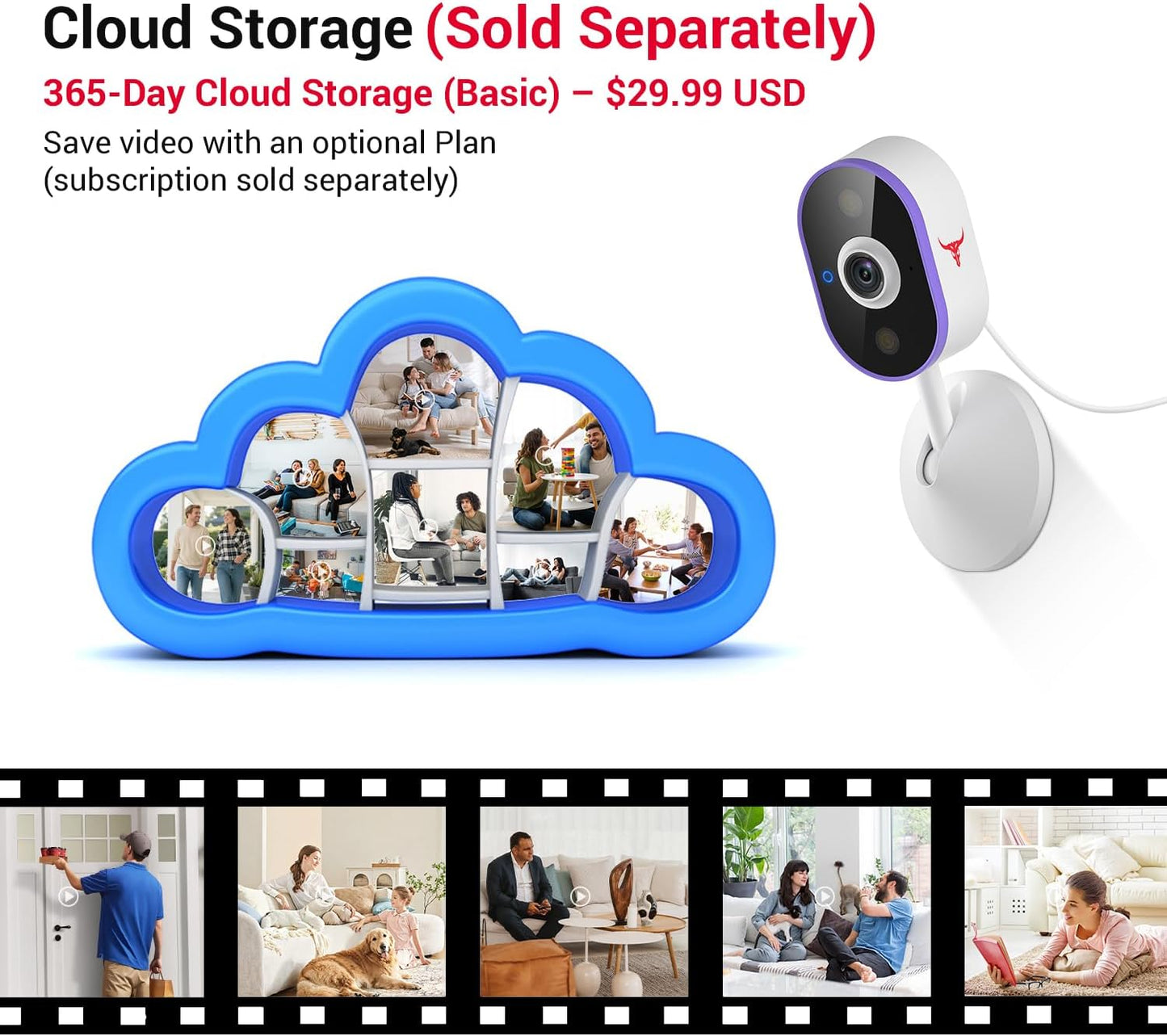 Indoor Surveillance Home Security Camera, 2-Way Audio, Night Vision, Smart AI Human Detection, App Control, Cloud Storage (Sold Separately), Dual-Band 2.4G/ 5G Wi-Fi
