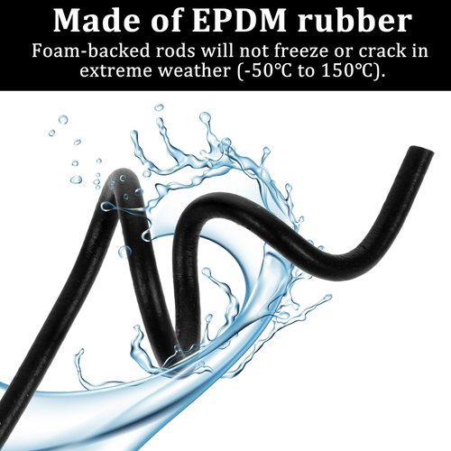 Backer Rod 16.4 Ft 1/8 Inch Foam Backer Rod Black Rubber Caulk Saver Concrete Expansion Joint Filler for Gaps and Joints