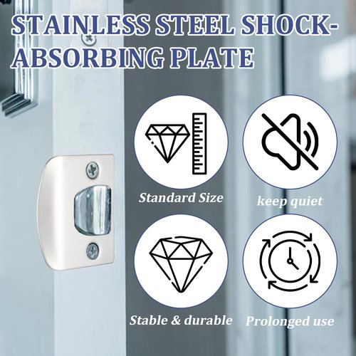 12Pcs Deadbolt Strike Plate Stainless Steel Deadbolt Covers Standard Door Lock Latch Restorer Spacer Door Reinforcement Kit for Home Office Doors Frame Repair