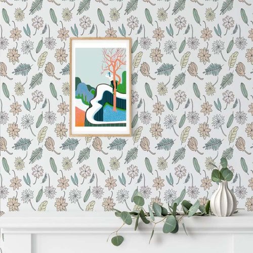TAOGIFT Peel and Stick Floral Leaf Wallpaper Thick Colorful Floral Contact Paper for Shelf Liner Drawer Liner Cabinets Furniture Decal Window Wall Paper Sticker