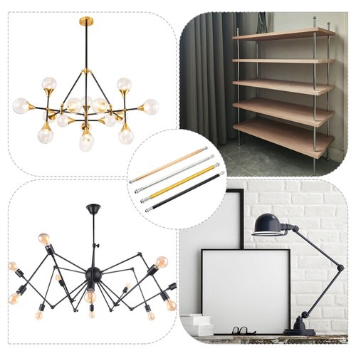 MECCANIXITY Threaded Extension Rod, 3.94" Lamp Pipe with Connector Light Fixture Parts for Pendant Light Island Lighting Chandeliers Stems, Black 4 Set